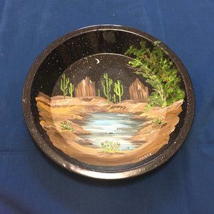 Kitchen decor - Hand Painted Metal Pan
